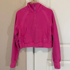 Zyia Half Zip Crop Hoodie Pink Womens Medium